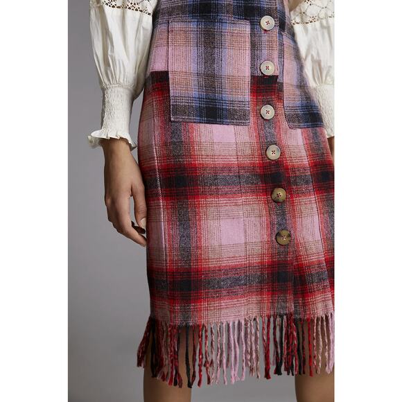 NWT Anthropologie Maeve Fringed Plaid Mini Skirt - Size 2 - Picture 3 of 9